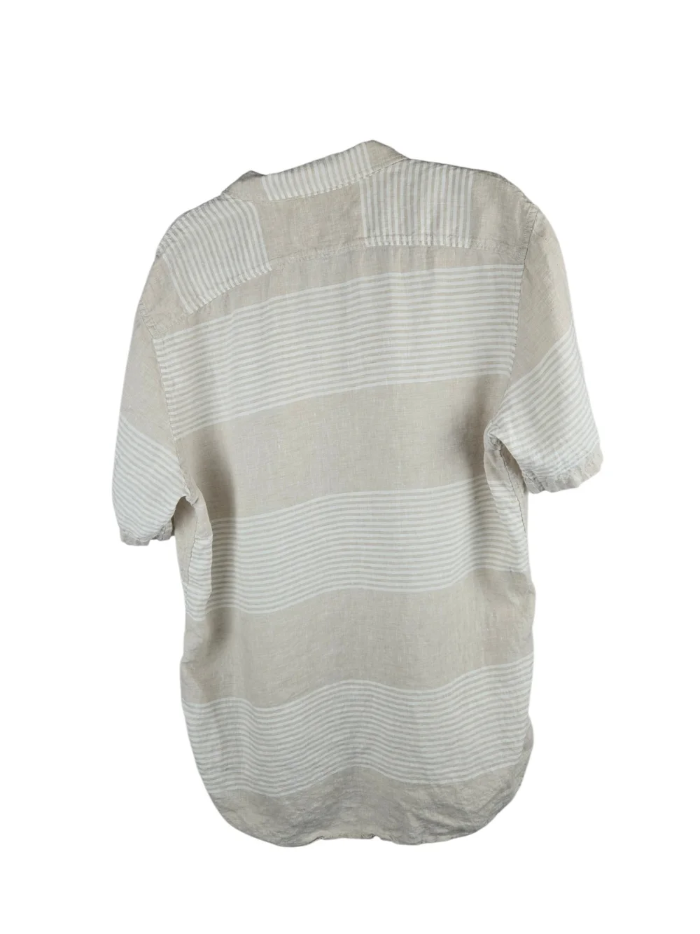 Banana Republic Camden Fit Linen Shirt Natural Stripe Size Large Tall